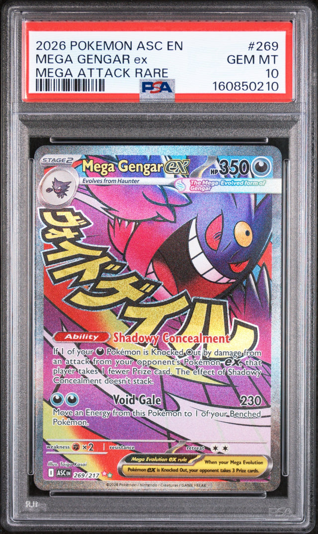 2026 POKEMON ASC EN-ASCENDED HEROES #269 MEGA GENGAR EX MEGA ATTACK RARE PSA 10