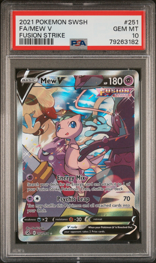 2021 POKEMON SWORD & SHIELD FUSION STRIKE #251 FULL ART/MEW V PSA 10