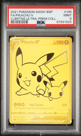 2021 POKEMON SWSH BLACK STAR PROMO #145 FULL ART/PIKACHU V CELEBRATIONS ULTRA-PREMIUM COLLECTION PSA 9