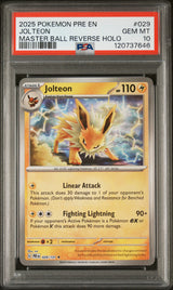 JOLTEON MASTER BALL REVERSE HOLO 2025 POKEMON PRE EN-PRISMATIC EVOLUTIONS PSA GEM MT 10