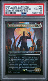 BLK PANTHER,WKNDN KNG MARVEL'S BLACK PANTHER-FOIL 2024 MAGIC THE GATHERING SECRET LAIR DROP PSA GEM MT 10