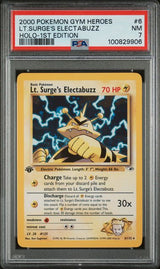 LT.SURGE'S ELECTABUZZ HOLO-1ST EDITION 2000 POKEMON GYM HEROES PSA NM 7