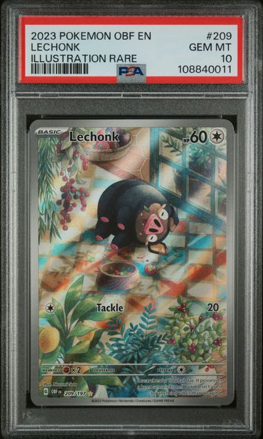 LECHONK ILLUSTRATION RARE 2023 POKEMON OBF EN-OBSIDIAN FLAMES PSA GEM MT 10