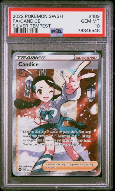 FA/CANDICE SILVER TEMPEST 2022 POKEMON SWORD & SHIELD SILVER TEMPEST PSA GEM MT 10