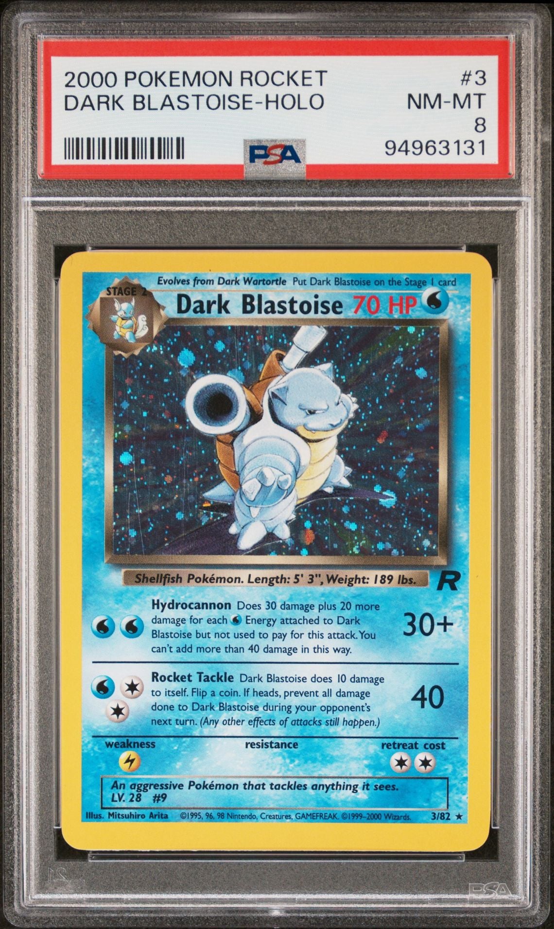 DARK BLASTOISE-HOLO 2000 POKEMON ROCKET PSA NM-MT 8