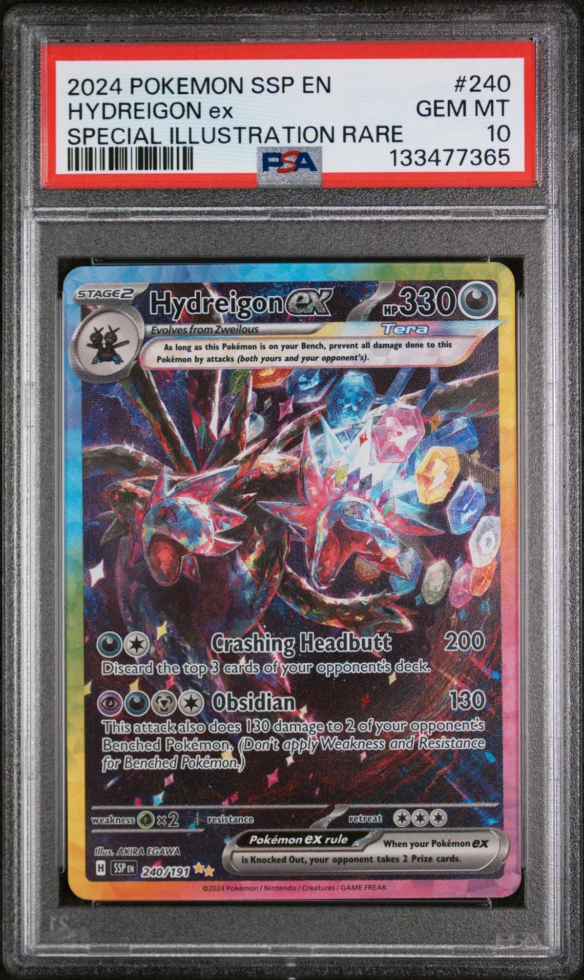 HYDREIGON ex SPECIAL ILLUSTRATION RARE 2024 POKEMON SSP EN-SURGING SPARKS PSA GEM MT 10