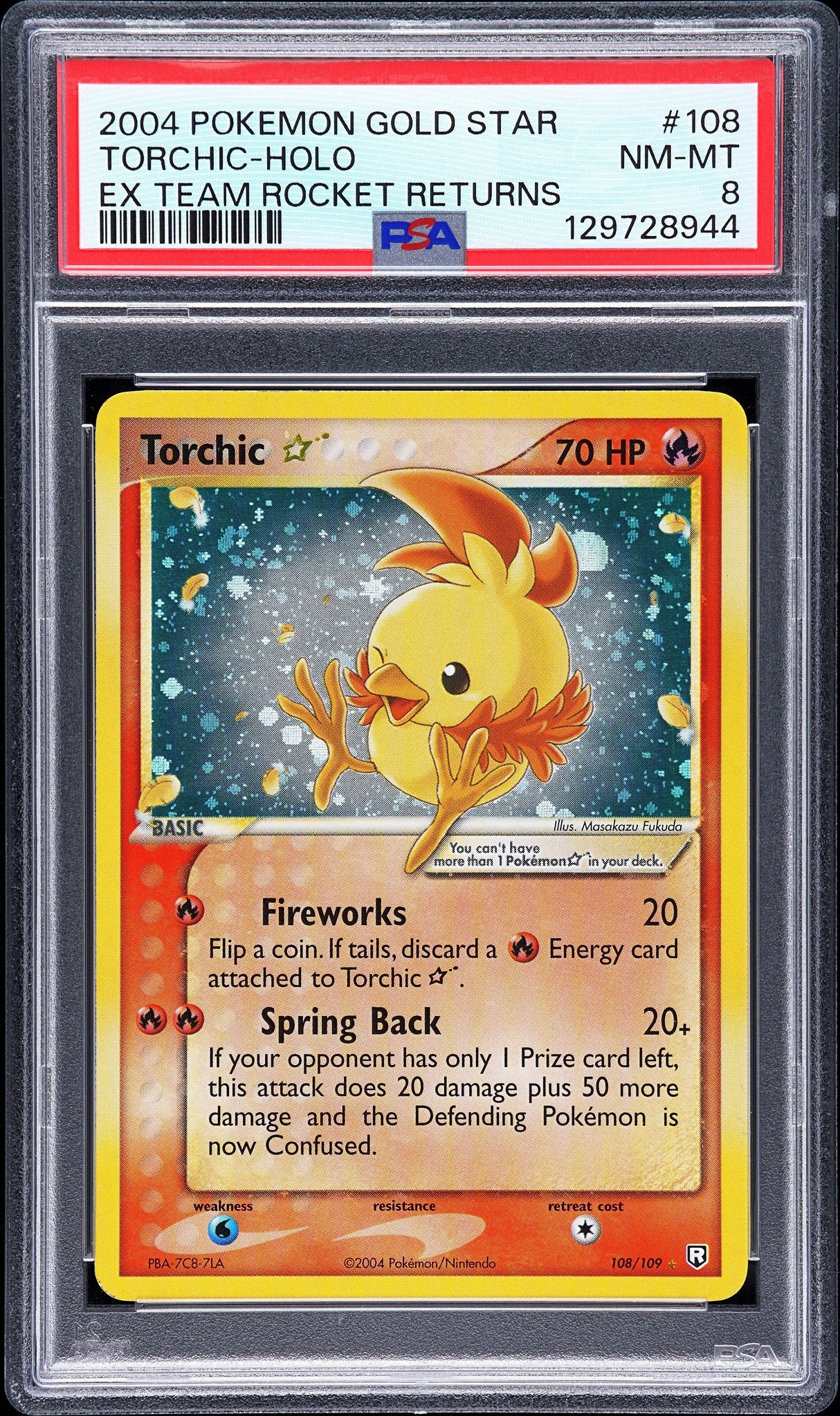 TORCHIC-HOLO EX TEAM ROCKET RETURNS 2004 POKEMON EX TEAM ROCKET RETURNS PSA NM-MT 8
