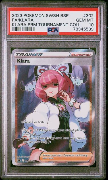 FA/KLARA KLARA PRM.TOURNAMENT COLL. 2023 POKEMON SWSH BLACK STAR PROMO PSA GEM MT 10