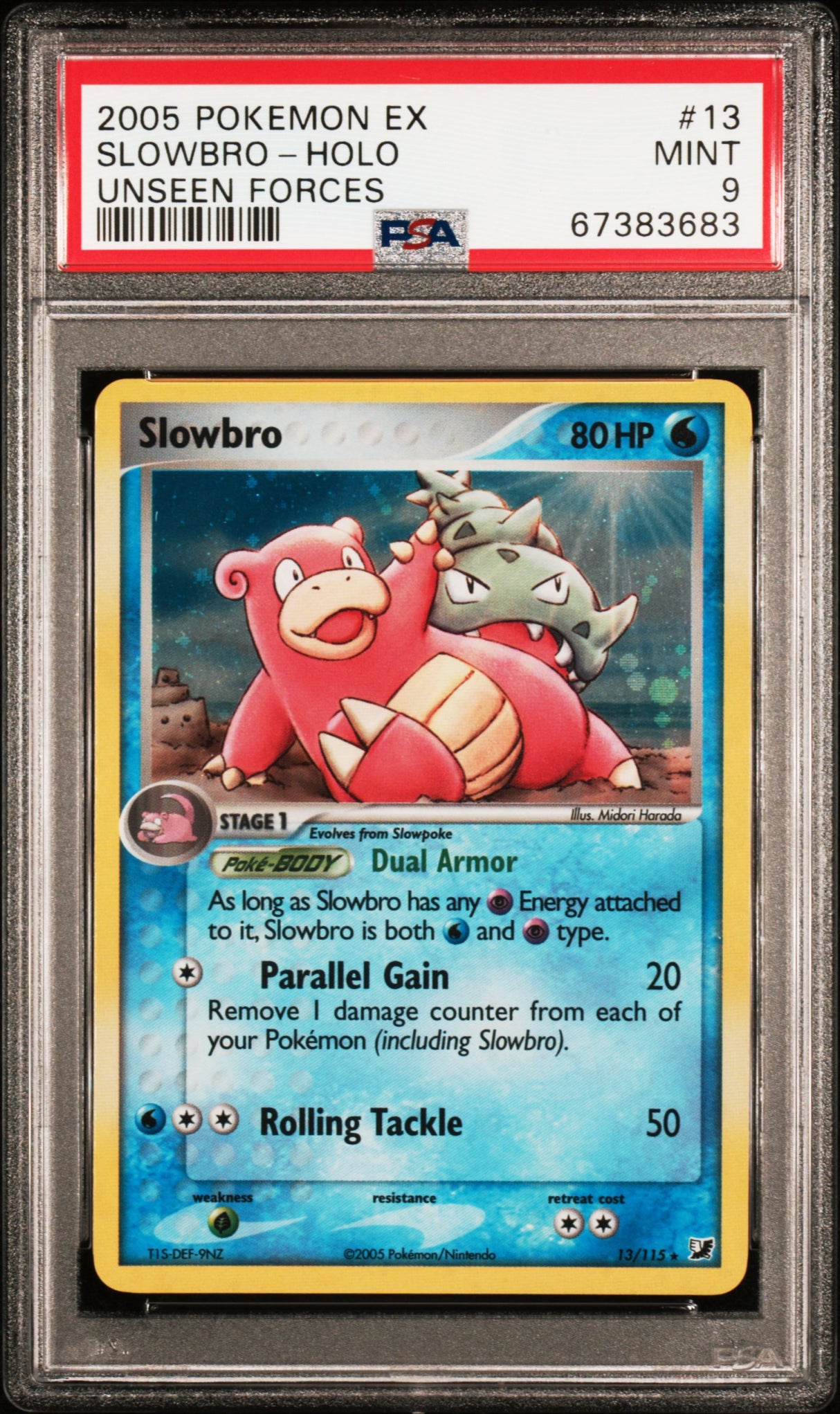 SLOWBRO-HOLO UNSEEN FORCES 2005 POKEMON EX UNSEEN FORCES PSA MINT 9