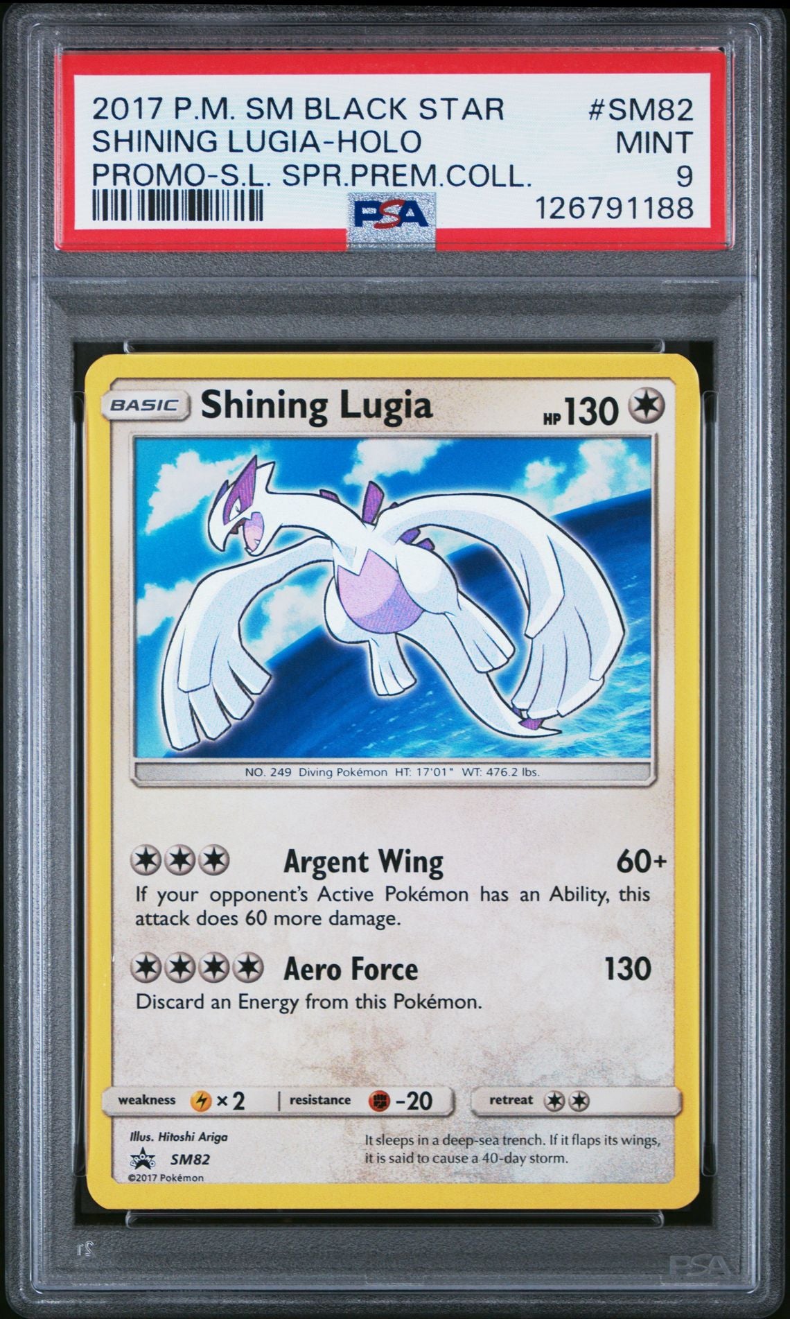 SHINING LUGIA-HOLO PROMO-S.L. SPR.PREM.COLL. 2017 POKEMON SM BLACK STAR PROMO PSA MINT 9
