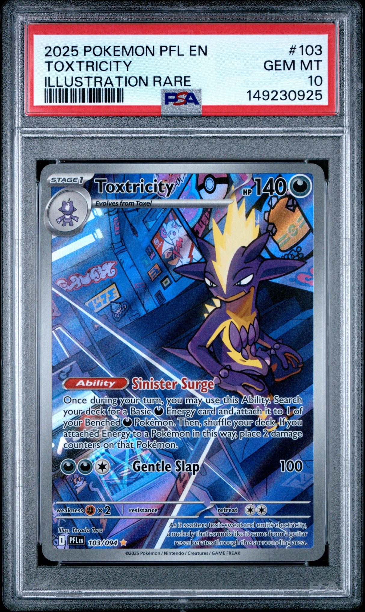 TOXTRICITY ILLUSTRATION RARE 2025 POKEMON PFL EN-PHANTASMAL FLAMES PSA GEM MT 10